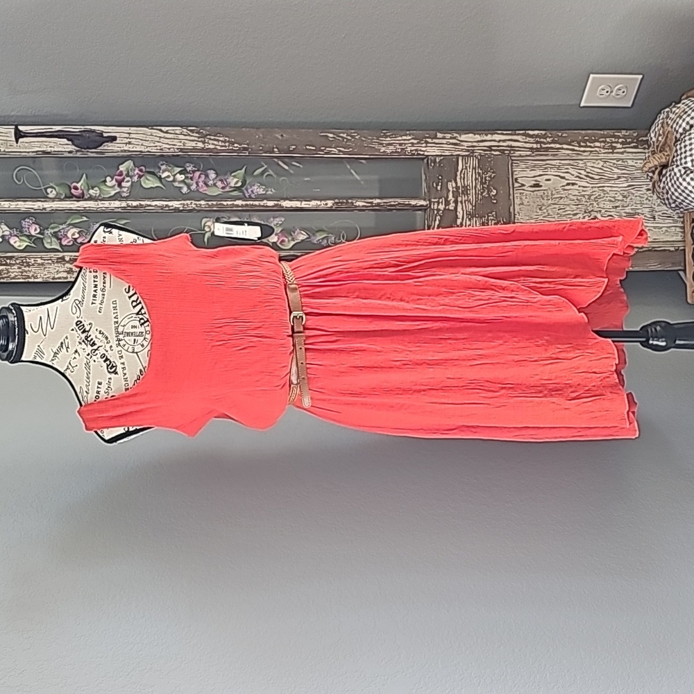 NWT VOLUME ONE DRESS. W/BELT CORAL WOMEN'S SIZE MEDIUM